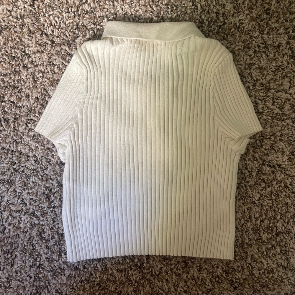 BRANDY MELVILLE Bridget White Cropped Polo Top - Picture 5 of 5